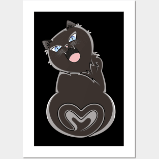 Black Cat Meowing Love Posters and Art